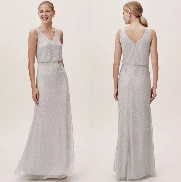 BHLDN Blaise Maxi Dress Size Size 10 light gray. - Picture 1 of 8